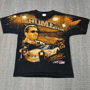 Vintage Tony Stewart #20 NASCAR All Over‎ Print Tee Home Depot Black Y2K Large